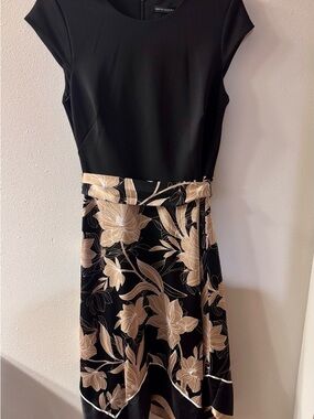 White House Black Market Black Dress with Beige Floral Skirt